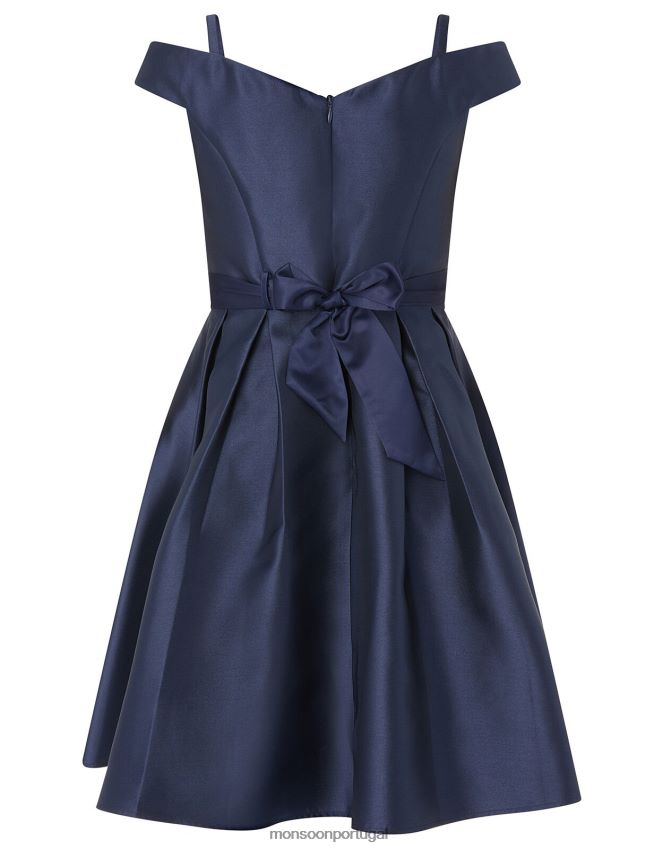 roupas vestido de baile duquesa sarja bardot Monsoon garota azul-marinho) RPLH8F2033