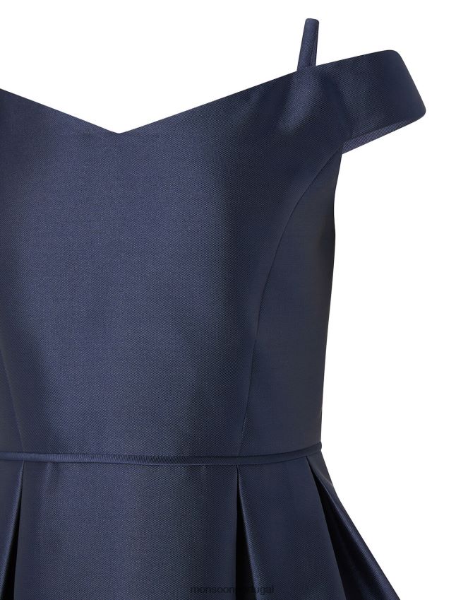 roupas vestido de baile duquesa sarja bardot Monsoon garota azul-marinho) RPLH8F2033