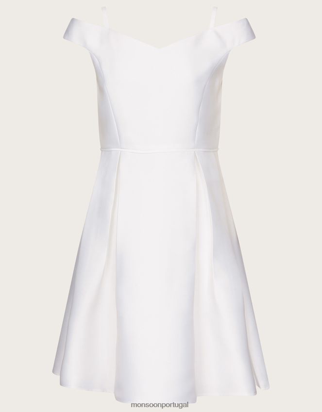 roupas vestido de baile duquesa sarja bardot Monsoon garota marfim RPLH8F1927