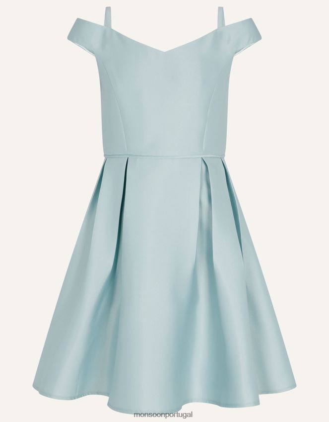 roupas vestido de baile duquesa sarja bardot Monsoon garota verde RPLH8F2034