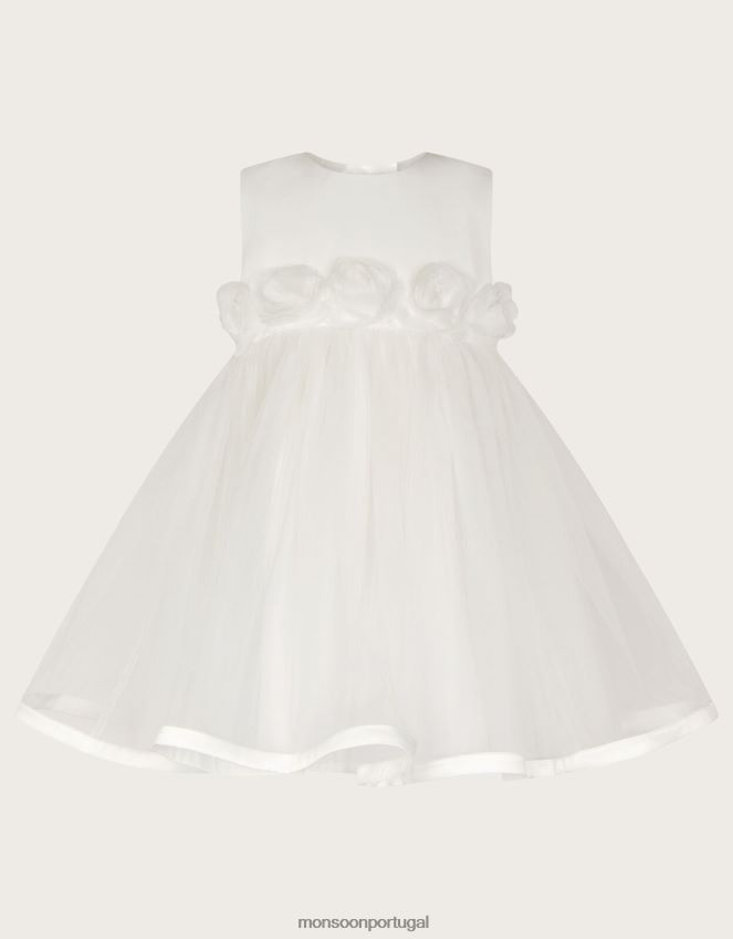 roupas vestido de batizado bebê rosanna 3d Monsoon garota marfim RPLH8F2150