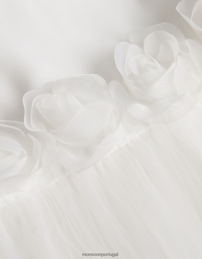 roupas vestido de batizado bebê rosanna 3d Monsoon garota marfim RPLH8F2150