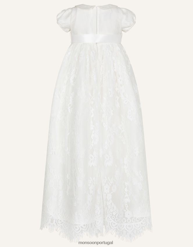 roupas vestido de batizado de seda provenza bebê Monsoon garota marfim RPLH8F2172