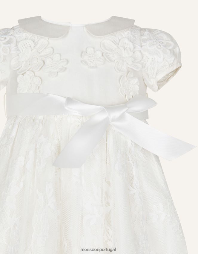 roupas vestido de batizado de seda provenza bebê Monsoon garota marfim RPLH8F2172