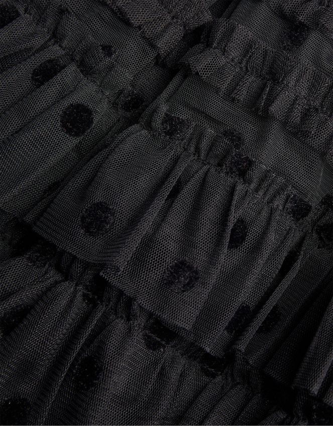 roupas vestido de camada de malha flocada spot Monsoon garota preto RPLH8F1637