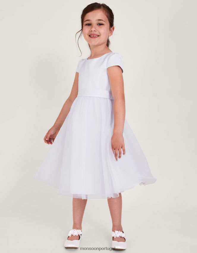 roupas vestido de comunhão de tule para dama de honra Monsoon garota branco RPLH8F2024