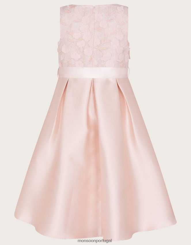 roupas vestido de dama de honra anika alto baixo Monsoon garota rosa RPLH8F2005