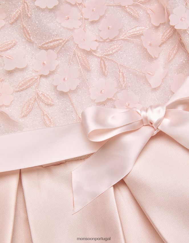 roupas vestido de dama de honra anika alto baixo Monsoon garota rosa RPLH8F2005