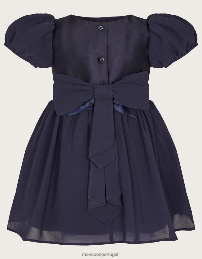 roupas vestido de dama de honra de chiffon para bebê Monsoon garota azul-marinho) RPLH8F2121