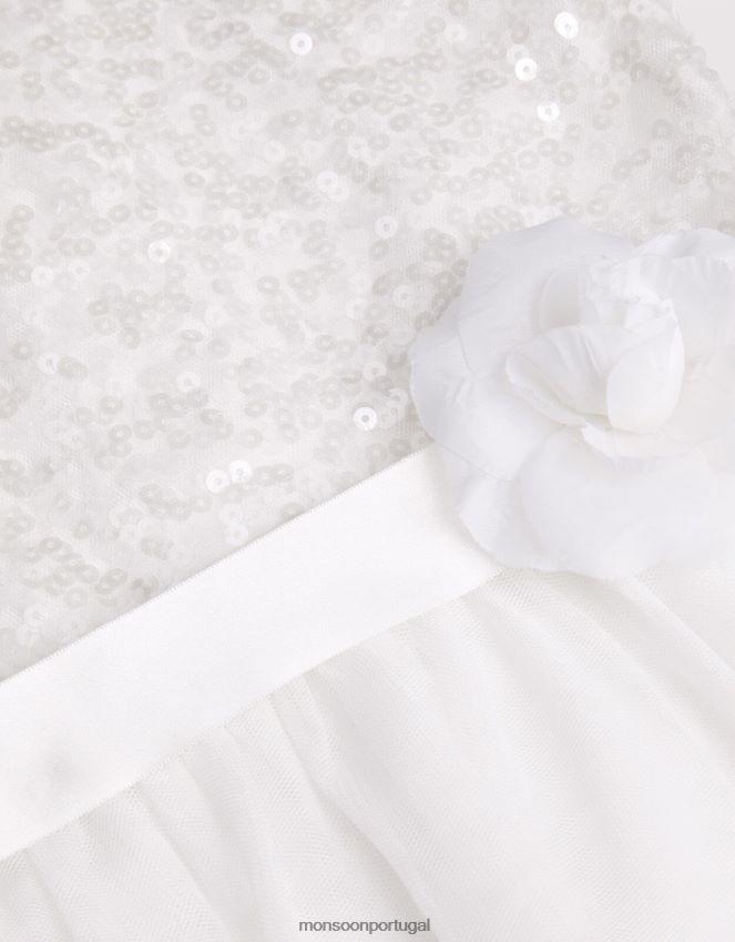 roupas vestido de dama de honra de lantejoulas da verdade Monsoon garota marfim RPLH8F1587