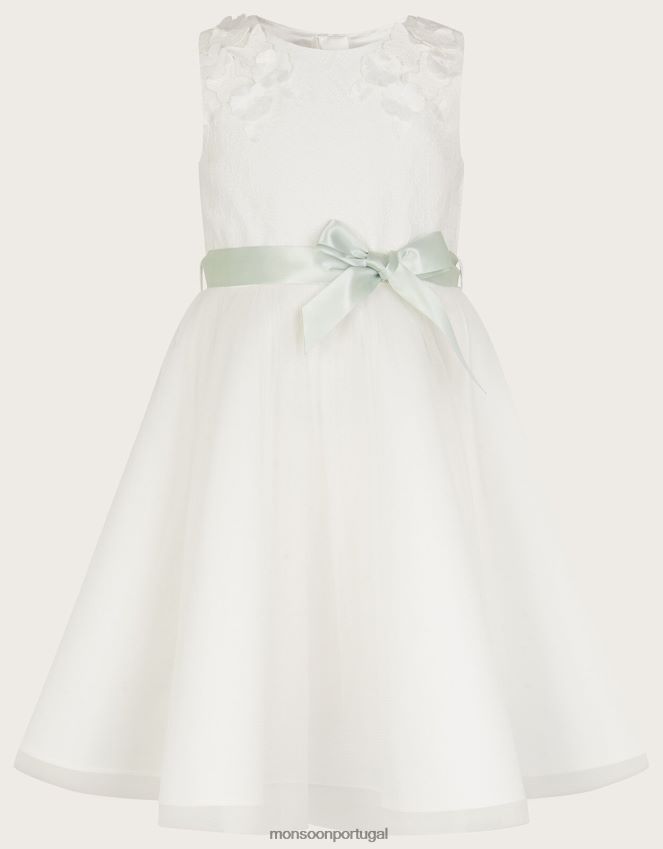 roupas vestido de dama de honra freya 3d scuba Monsoon garota marfim RPLH8F2030