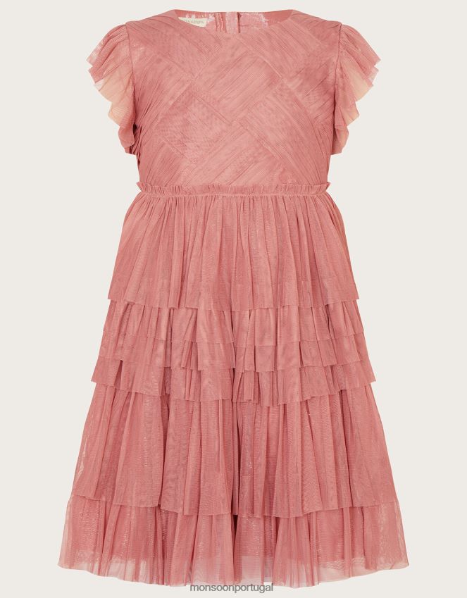 roupas vestido de festa em malha Monsoon garota rosa RPLH8F1625