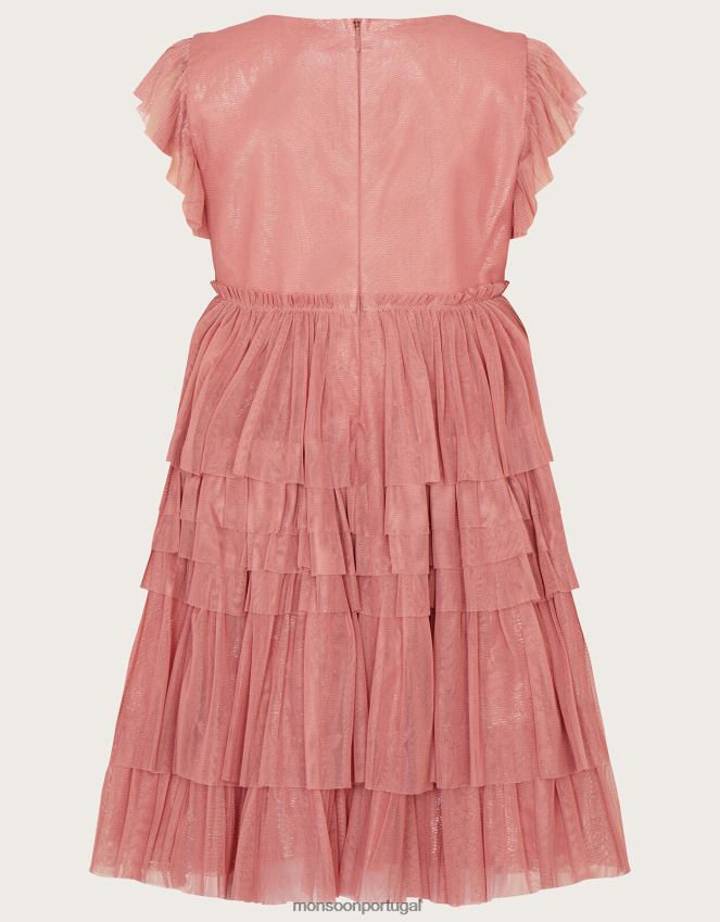 roupas vestido de festa em malha Monsoon garota rosa RPLH8F1737