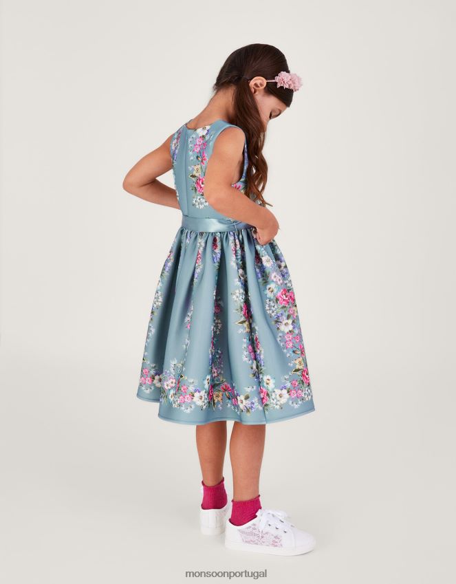 roupas vestido de festa floral suzie scuba Monsoon garota verde RPLH8F1748