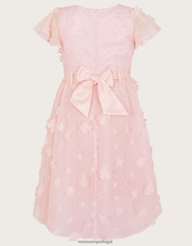 roupas vestido de flor 3d petúnia Monsoon garota rosa RPLH8F1593