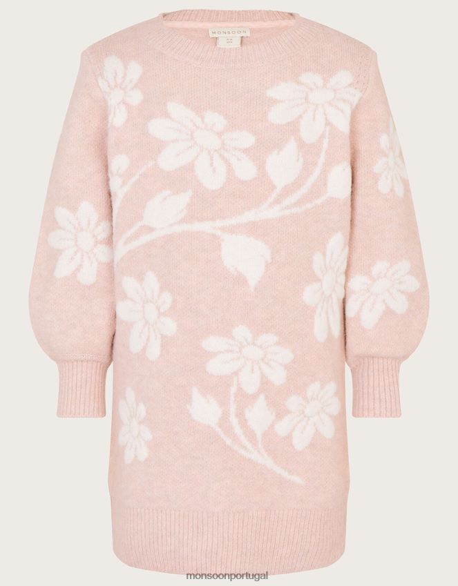 roupas vestido de flor de malha Monsoon garota rosa RPLH8F1728