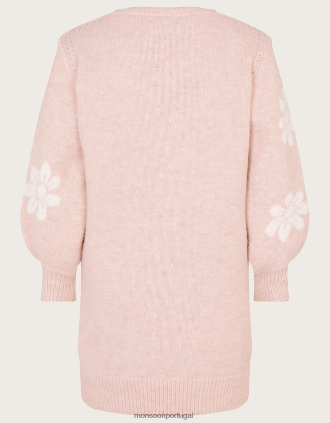 roupas vestido de flor de malha Monsoon garota rosa RPLH8F1728