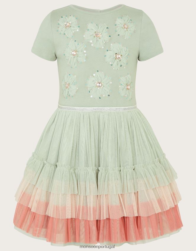 roupas vestido de flor discoteca Monsoon garota verde (sálvia) RPLH8F1590