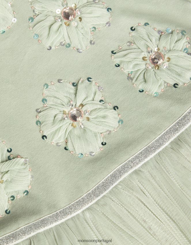 roupas vestido de flor discoteca Monsoon garota verde (sálvia) RPLH8F1590