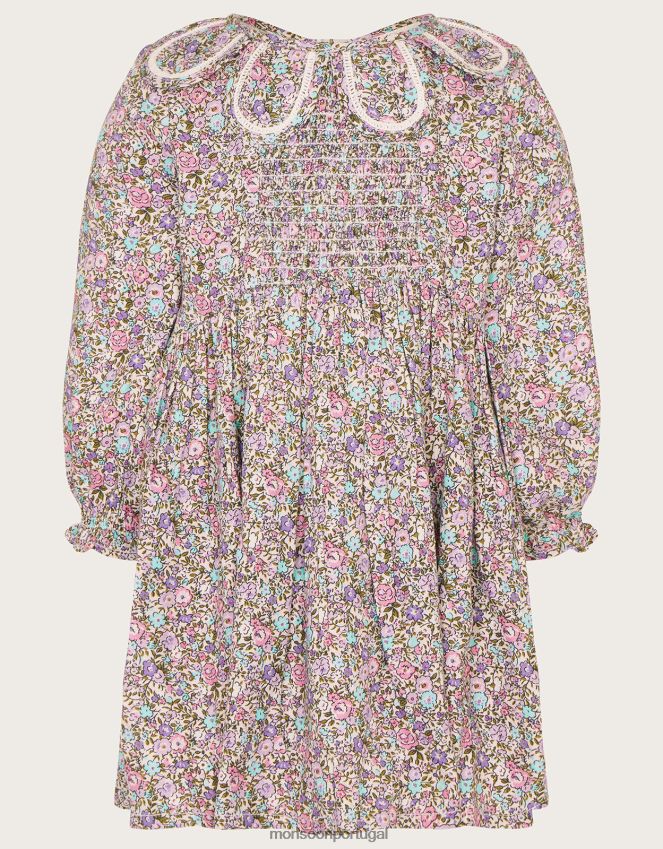 roupas vestido de gola de pétala para bebê Monsoon garota roxo (lilás) RPLH8F2120