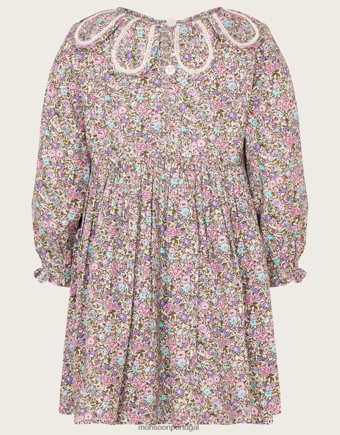 roupas vestido de gola de pétala para bebê Monsoon garota roxo (lilás) RPLH8F2120