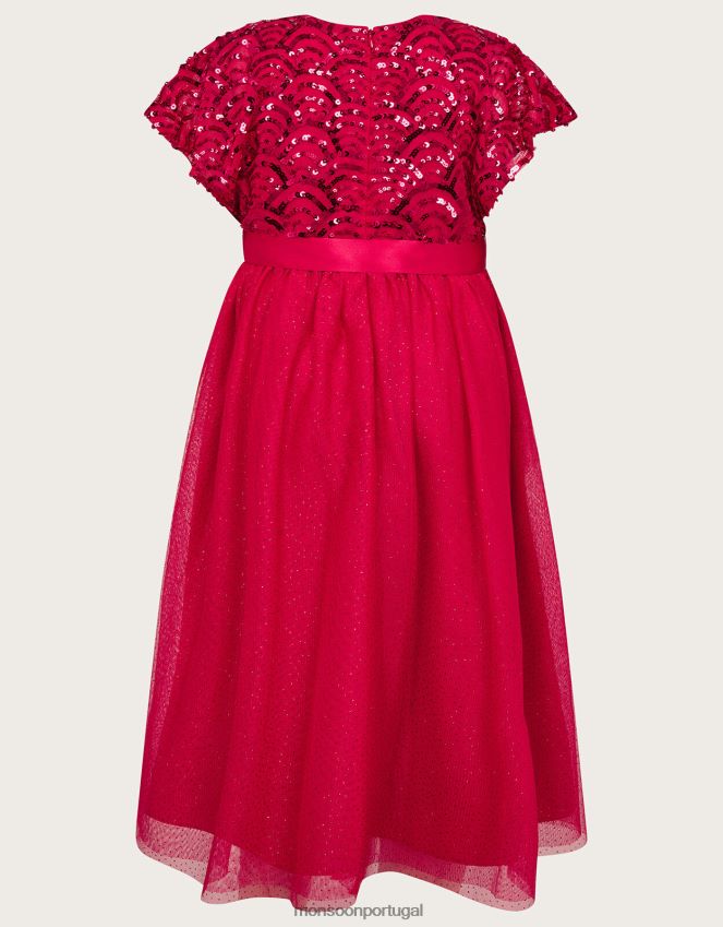 roupas vestido de lantejoulas art déco com manga capa verdade Monsoon crianças vermelho RPLH8F2773