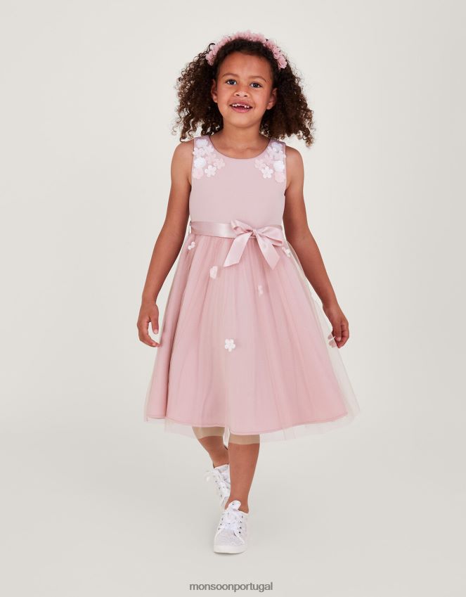 roupas vestido de mergulho 3d layla Monsoon garota rosa RPLH8F1937