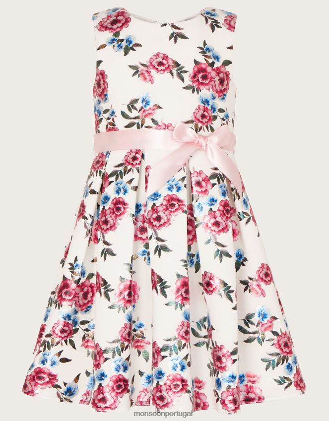 roupas vestido de mergulho com estampa florida amor-perfeito Monsoon garota marfim RPLH8F1573