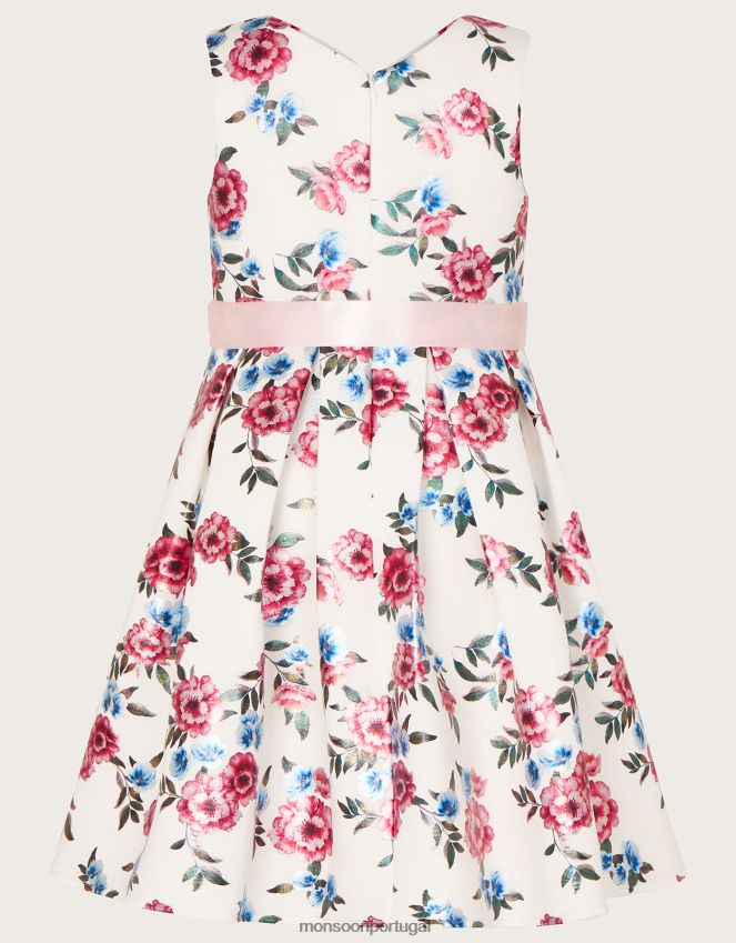 roupas vestido de mergulho com estampa florida amor-perfeito Monsoon garota marfim RPLH8F1573