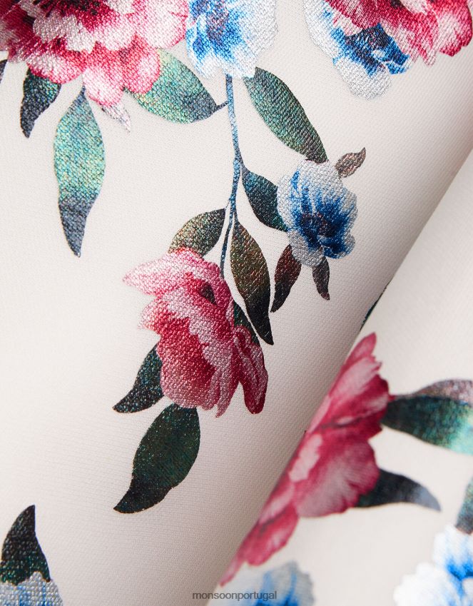 roupas vestido de mergulho com estampa florida amor-perfeito Monsoon garota marfim RPLH8F1573