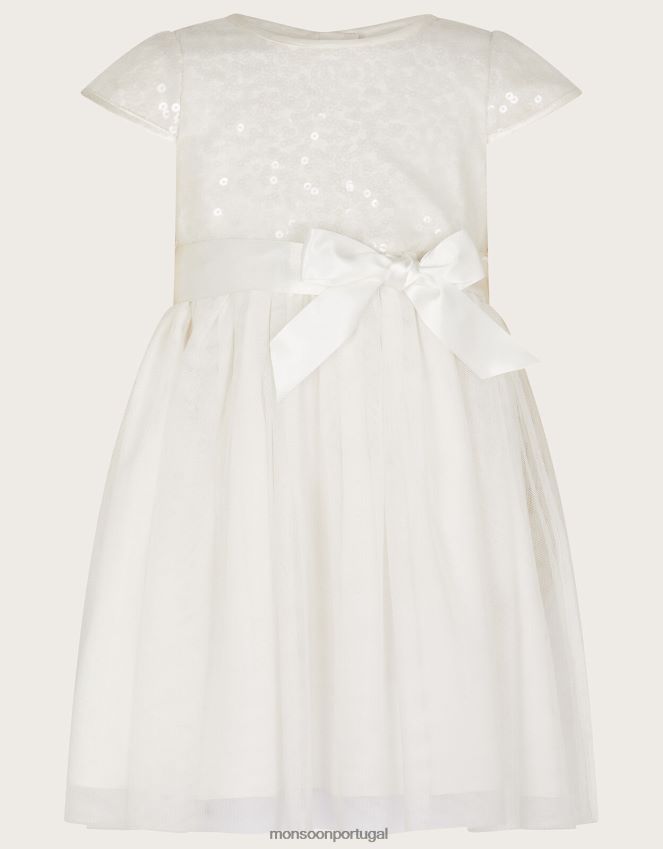 roupas vestido de paetês verdade bebê Monsoon garota marfim RPLH8F2090
