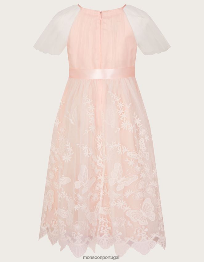 roupas vestido de renda com borda de borboleta Monsoon garota rosa (rosa claro) RPLH8F1813