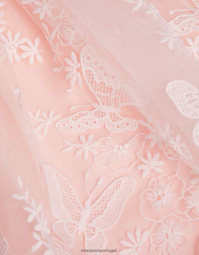 roupas vestido de renda com borda de borboleta Monsoon garota rosa (rosa claro) RPLH8F1813