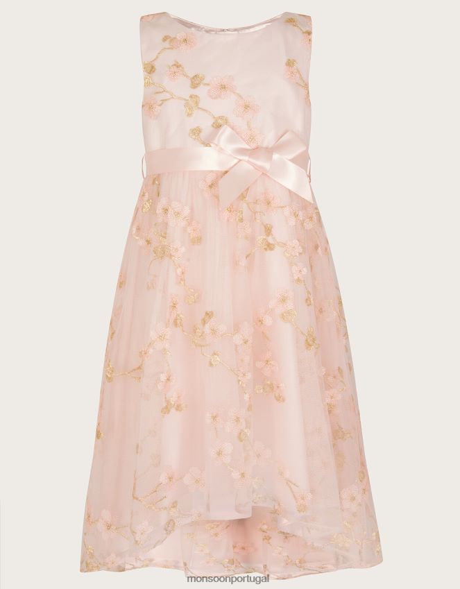 roupas vestido de renda flor flor Monsoon garota rosa RPLH8F1882
