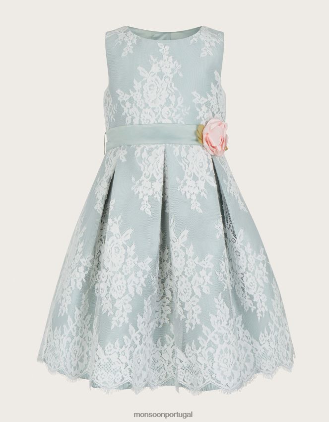 roupas vestido de renda lola Monsoon garota verde RPLH8F1905