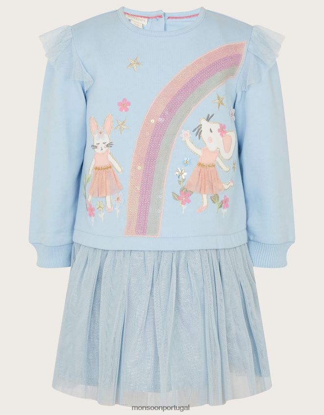 roupas vestido de suéter arco-íris de ratos bebês Monsoon garota azul RPLH8F2107