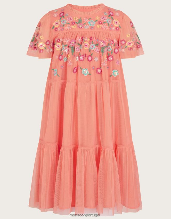 roupas vestido de tule bordado Monsoon garota laranja (coral) RPLH8F1601