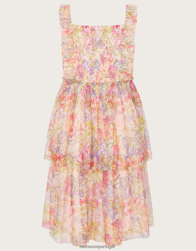 roupas vestido de tule com estampa floral Monsoon garota multi RPLH8F1828