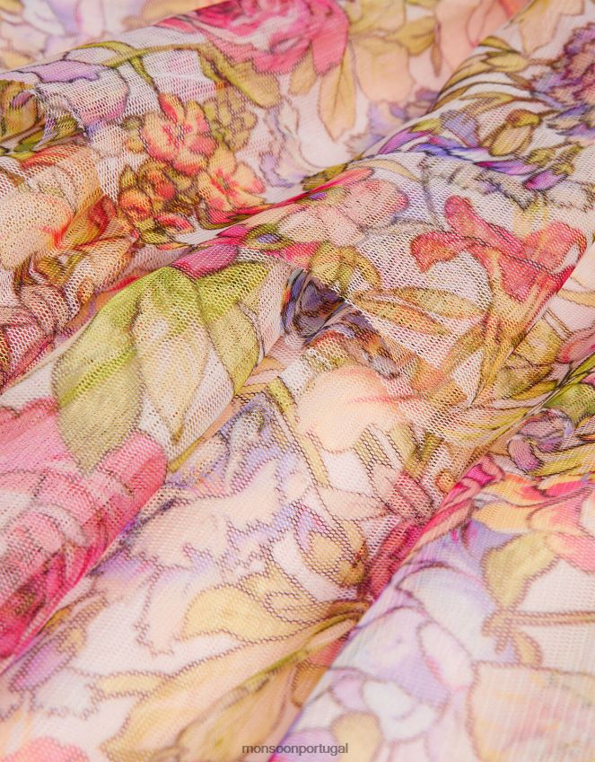 roupas vestido de tule com estampa floral Monsoon garota multi RPLH8F1828