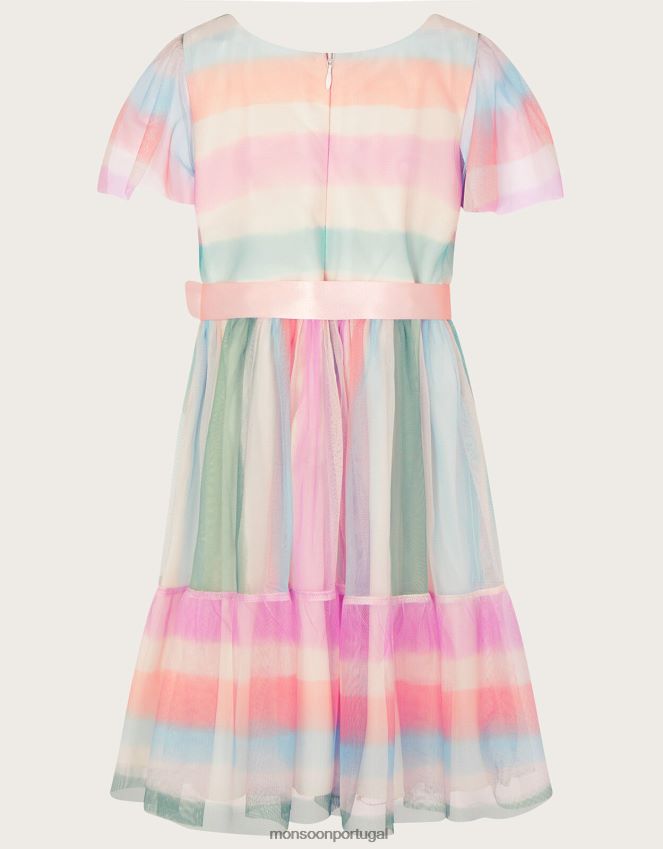 roupas vestido de tule listrado pippa Monsoon garota multi RPLH8F1815