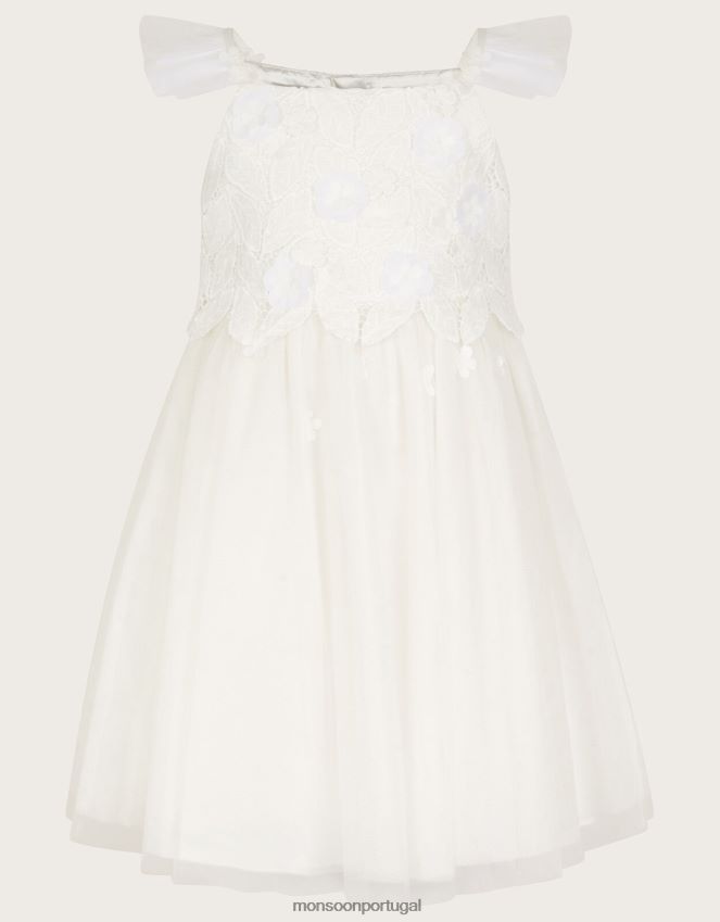 roupas vestido de tule renda ophelia Monsoon garota marfim RPLH8F1998