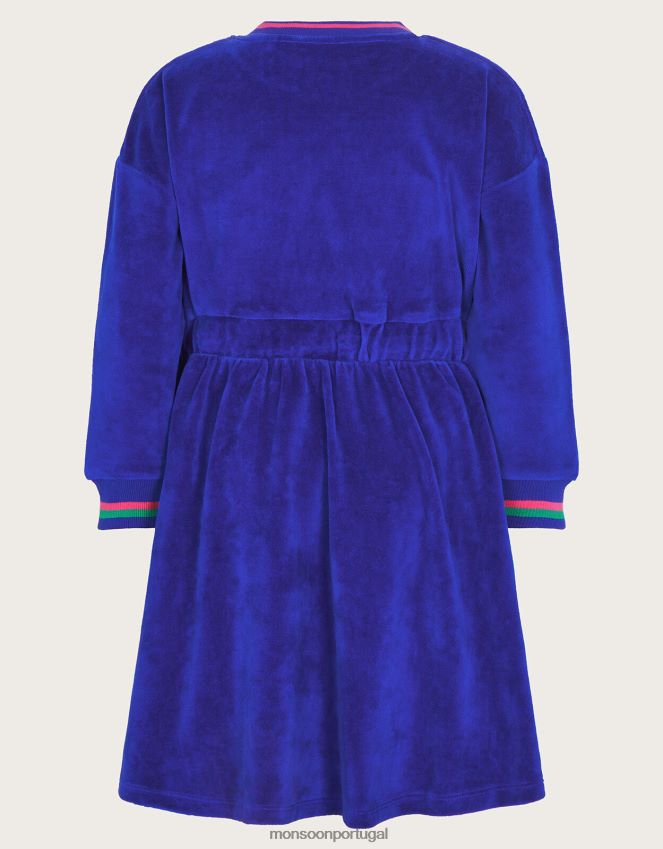 roupas vestido de veludo com amarração na cintura Monsoon garota azul RPLH8F1588