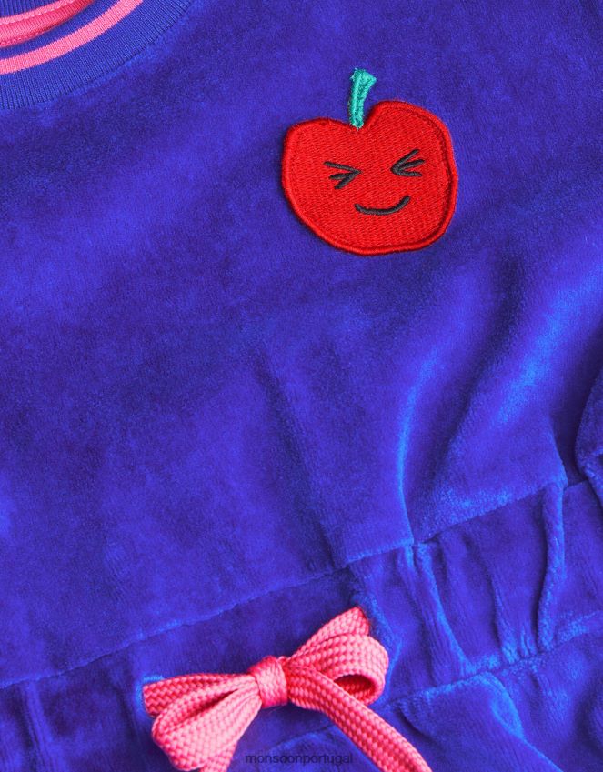 roupas vestido de veludo com amarração na cintura Monsoon garota azul RPLH8F1588