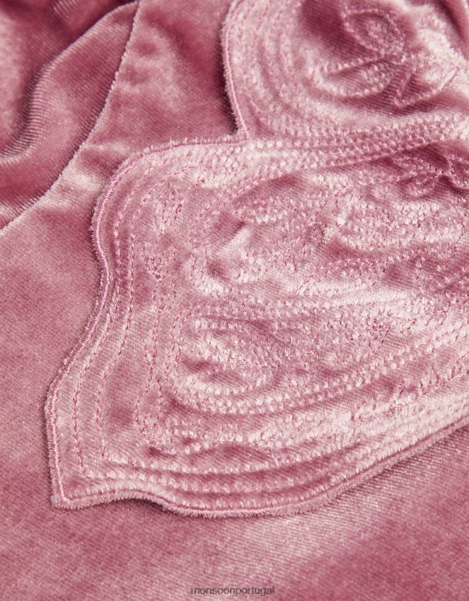 roupas vestido de veludo com gola borboleta Monsoon garota rosa (rosa escuro) RPLH8F1680