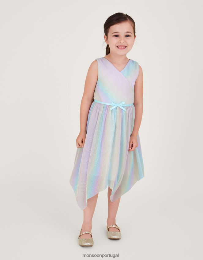roupas vestido envolvente arco-íris plissado Monsoon garota multi RPLH8F1664