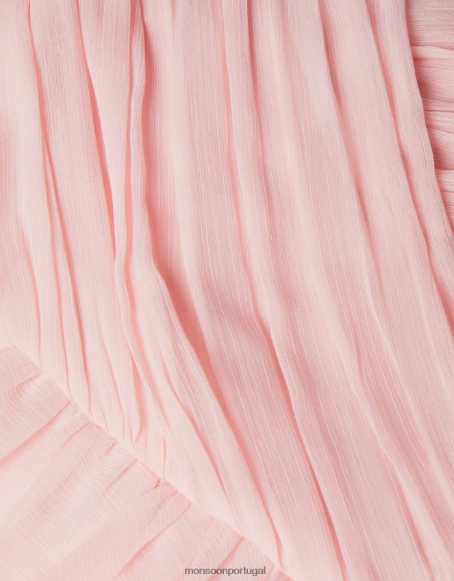 roupas vestido envolvente ombro frio em poliéster reciclado Monsoon garota rosa RPLH8F1985