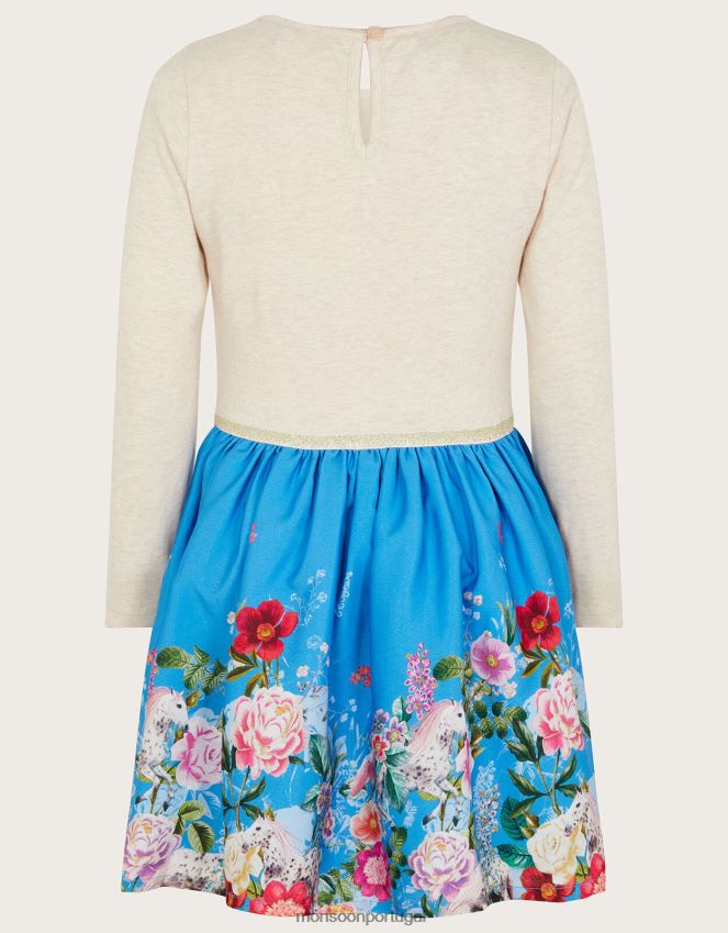 roupas vestido floral cavalo 2 em 1 Monsoon garota azul RPLH8F1741