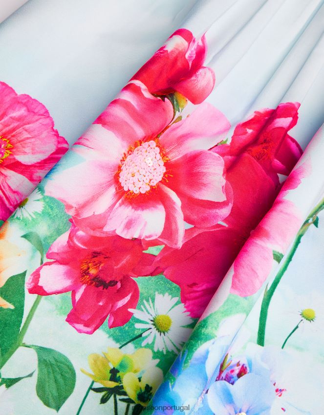 roupas vestido floral prado Monsoon garota azul RPLH8F2021