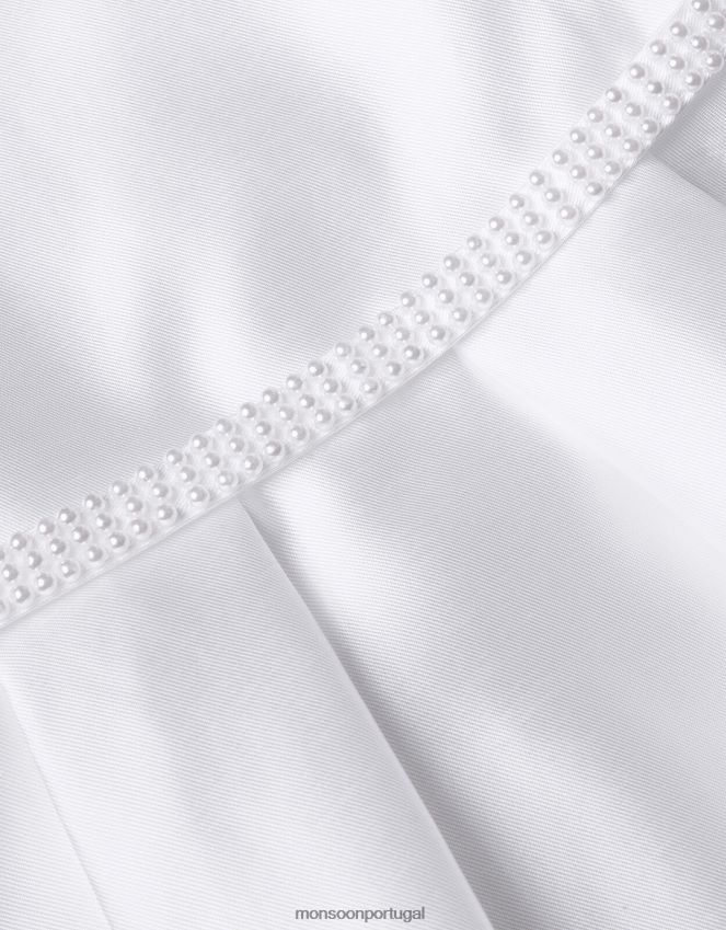 roupas vestido henrietta duquesa com cinto de pérolas Monsoon garota marfim RPLH8F1689