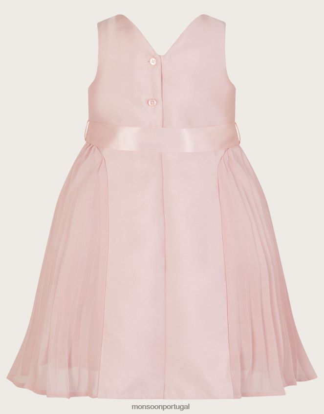 roupas vestido infantil polly plissado para madrinha de casamento Monsoon garota rosa RPLH8F2116